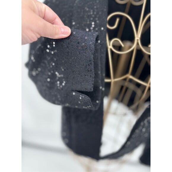 Esprit Black Sequin Women’s Bolero Jacket Blazer Size 8 Vintage - Picture 10 of 13